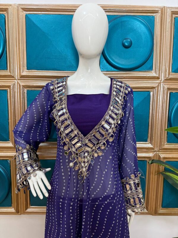 ✨ GlamShine Mirror Work Indo-Western 3-Piece Set – Kurti, Pant & Blouse Combo 👗💫
