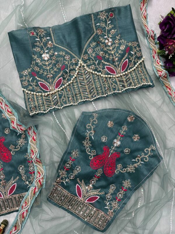 ✨ DreamNet Embroidered Pearl Work Saree Set with Designer Blouse – 6 Ethnic Colors 🥻💎