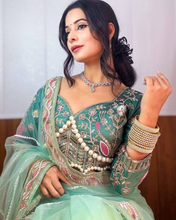 ✨ DreamNet Embroidered Pearl Work Saree Set with Designer Blouse – 6 Ethnic Colors 🥻💎
