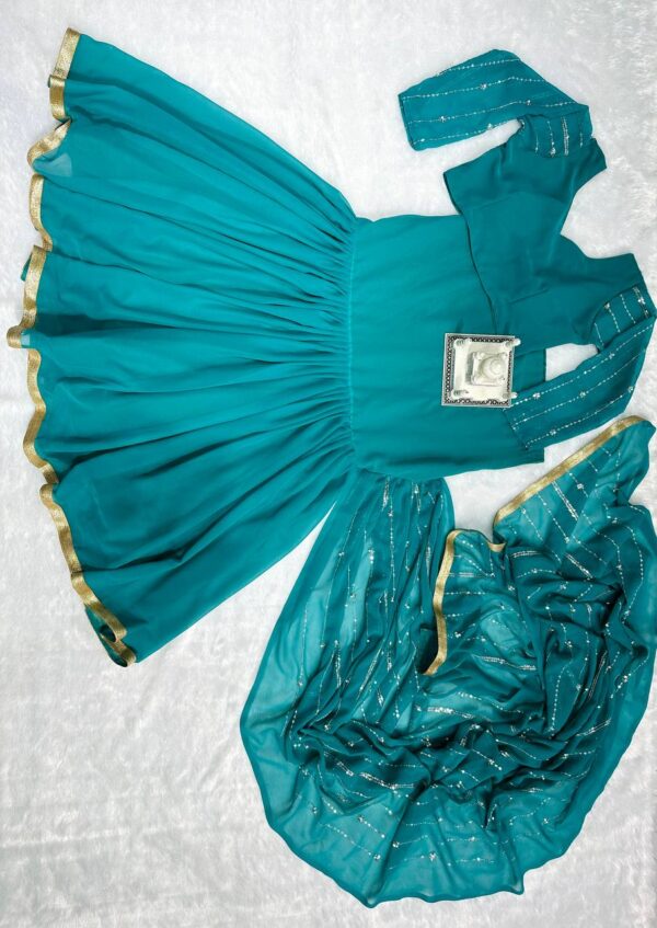 💃✨ GlamFlair Embroidered Lehenga-Saree with Attached Dupatta & Heavy Flair 🌟