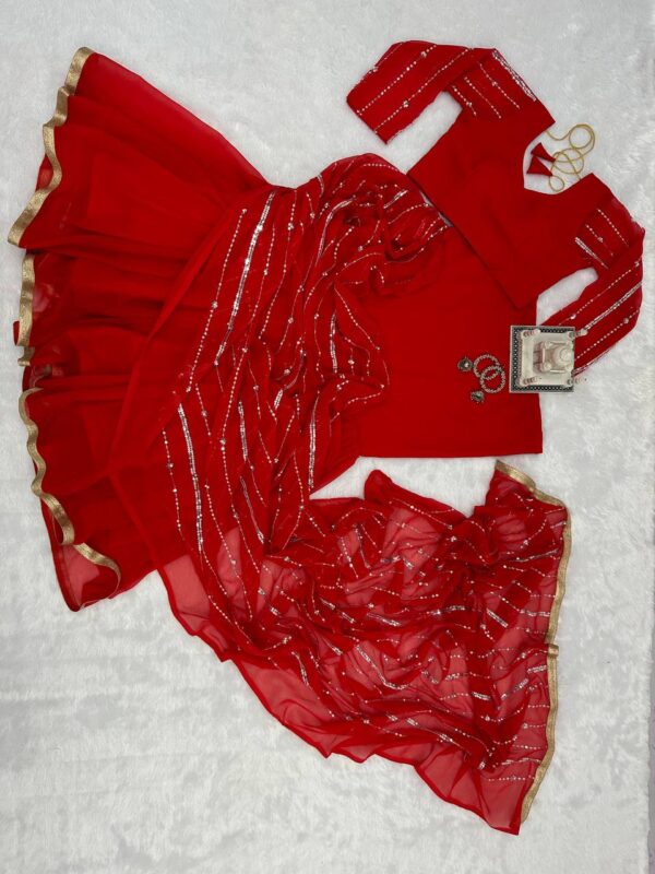 💃✨ GlamFlair Embroidered Lehenga-Saree with Attached Dupatta & Heavy Flair 🌟