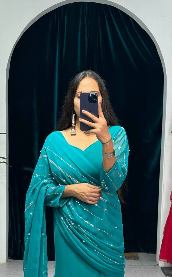 💃✨ GlamFlair Embroidered Lehenga-Saree with Attached Dupatta & Heavy Flair 🌟
