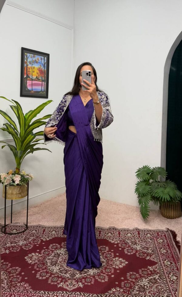 🥻✨ GLAM ELEGANCE Indo-Western Drape Saree with Embroidered Koti & Inner Blouse ✨🥻