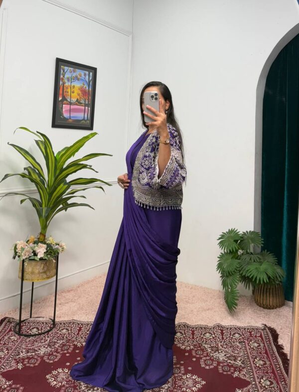 🥻✨ GLAM ELEGANCE Indo-Western Drape Saree with Embroidered Koti & Inner Blouse ✨🥻