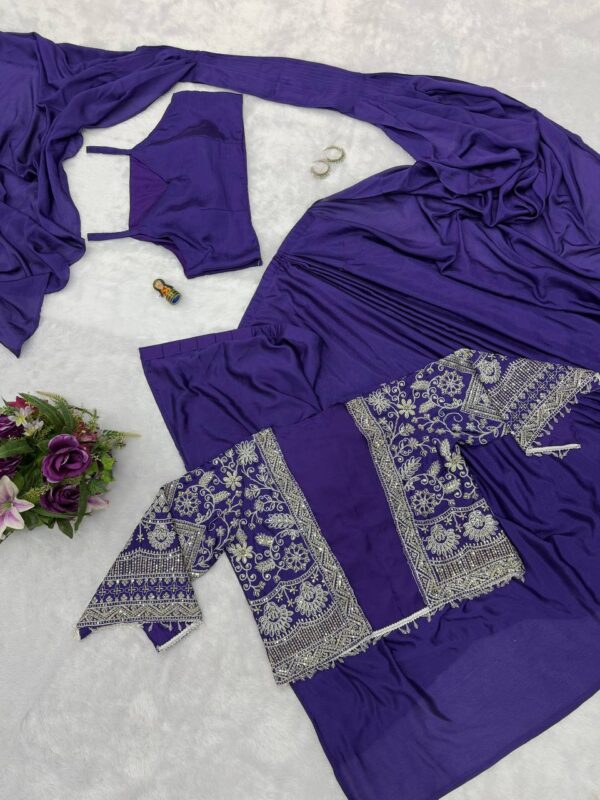 🥻✨ GLAM ELEGANCE Indo-Western Drape Saree with Embroidered Koti & Inner Blouse ✨🥻
