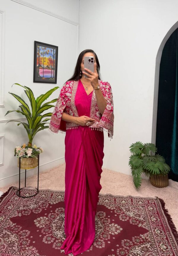 🥻✨ GLAM ELEGANCE Indo-Western Drape Saree with Embroidered Koti & Inner Blouse ✨🥻