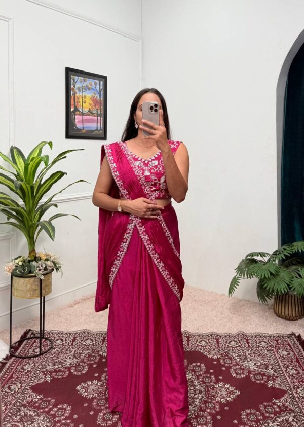 💃 Elegant Embroidered Indo-Western Lehenga Saree ✨