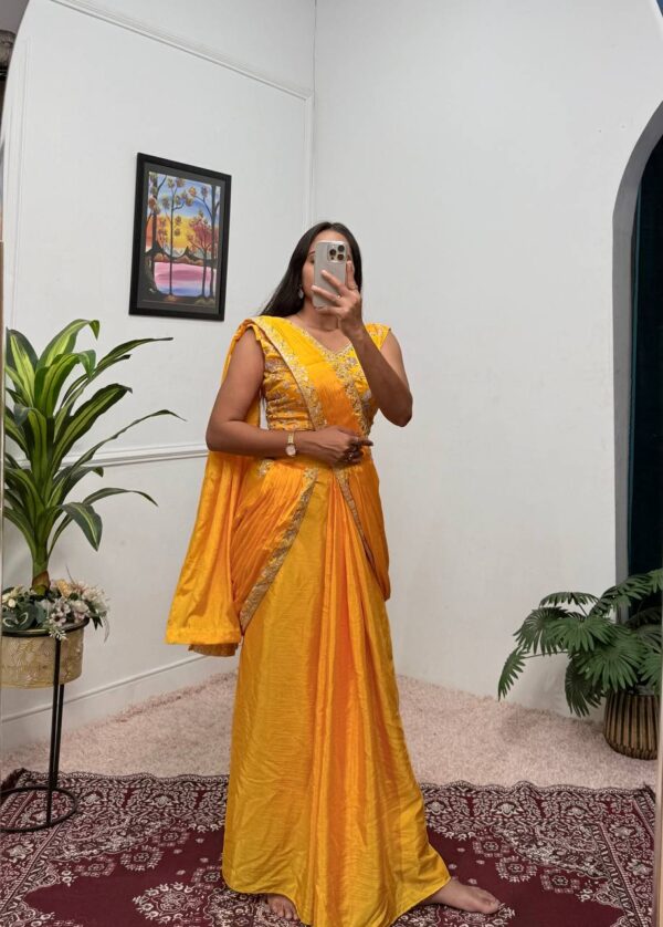 💃 Elegant Embroidered Indo-Western Lehenga Saree ✨