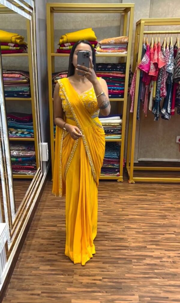 💃 Elegant Embroidered Indo-Western Lehenga Saree ✨
