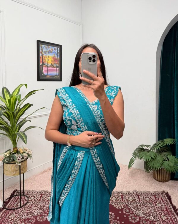 💃 Elegant Embroidered Indo-Western Lehenga Saree ✨