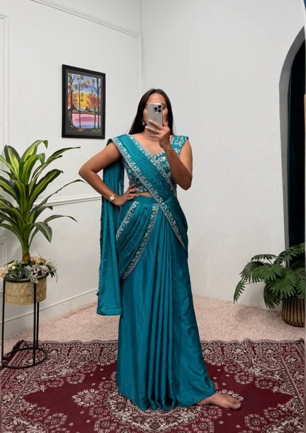 💃 Elegant Embroidered Indo-Western Lehenga Saree ✨