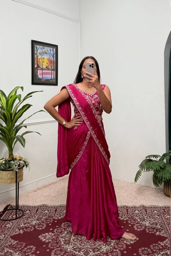 💃 Elegant Embroidered Indo-Western Lehenga Saree ✨