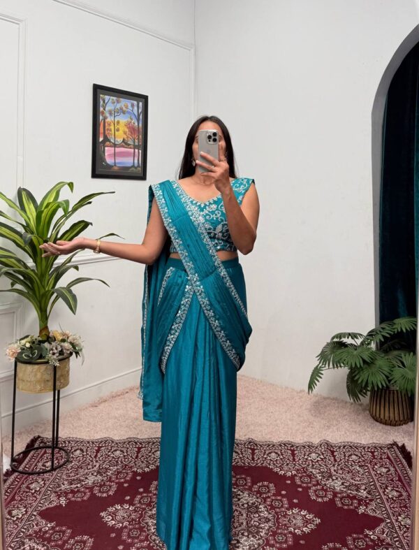 💃 Elegant Embroidered Indo-Western Lehenga Saree ✨