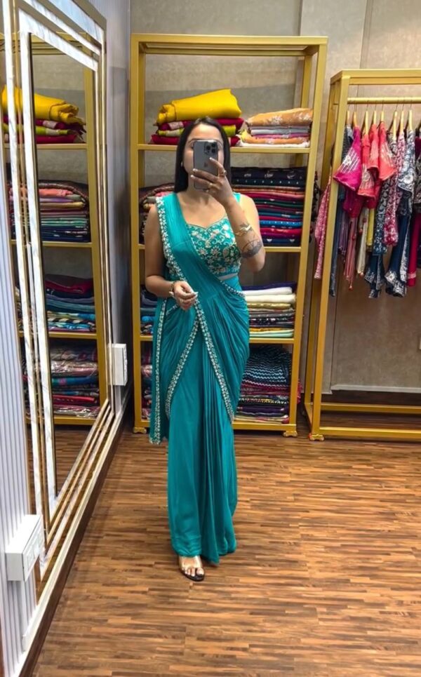 💃 Elegant Embroidered Indo-Western Lehenga Saree ✨
