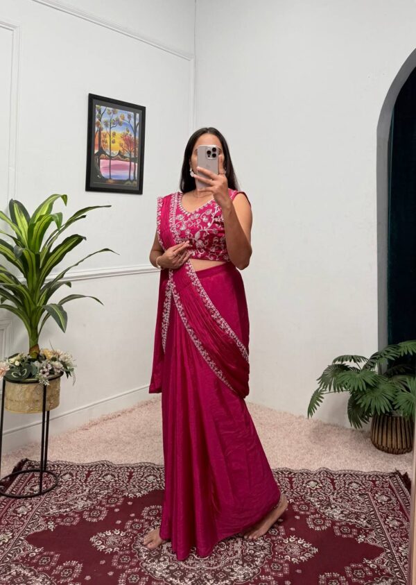 💃 Elegant Embroidered Indo-Western Lehenga Saree ✨