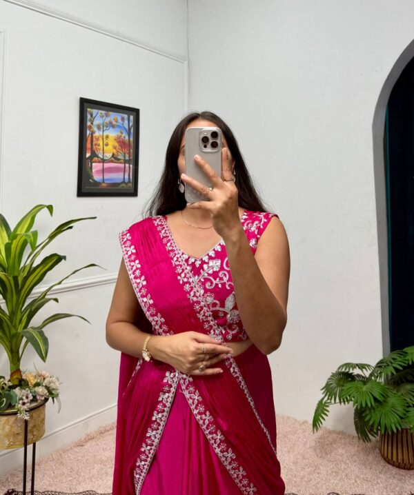 💃 Elegant Embroidered Indo-Western Lehenga Saree ✨