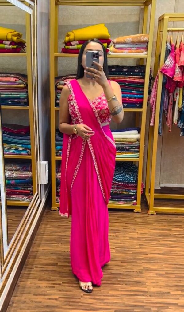💃 Elegant Embroidered Indo-Western Lehenga Saree ✨