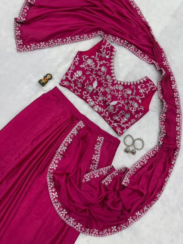 💃 Elegant Embroidered Indo-Western Lehenga Saree ✨