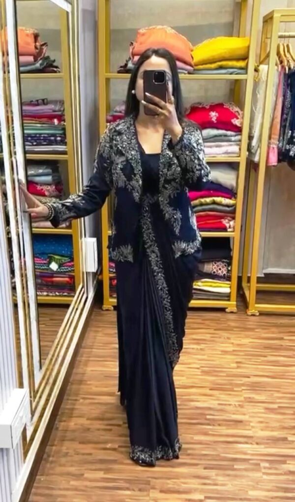 ✨ Royal Radiance Indo-Western Drape Saree Set ✨