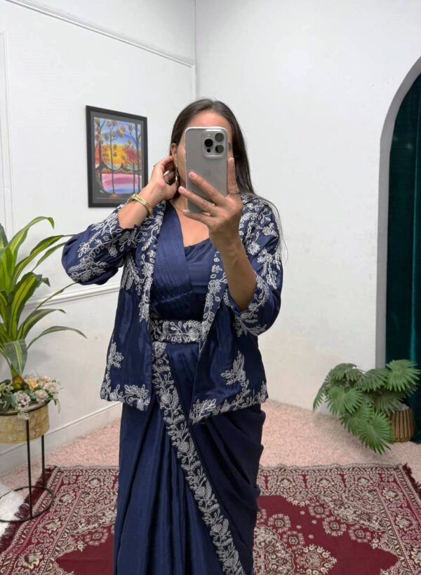 ✨ Royal Radiance Indo-Western Drape Saree Set ✨