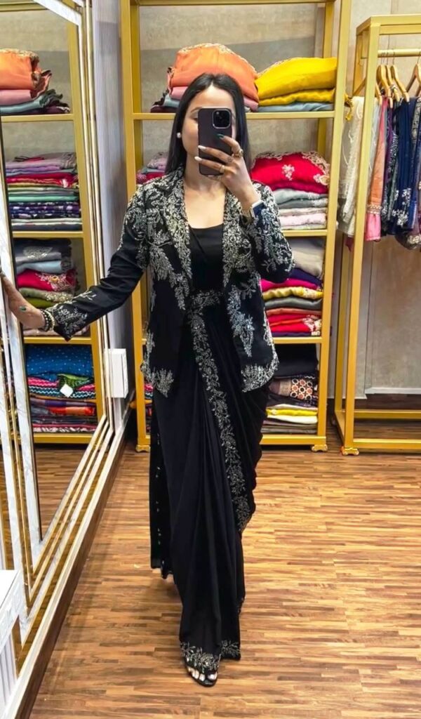 ✨ Royal Radiance Indo-Western Drape Saree Set ✨