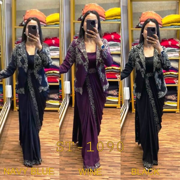 ✨ Royal Radiance Indo-Western Drape Saree Set ✨