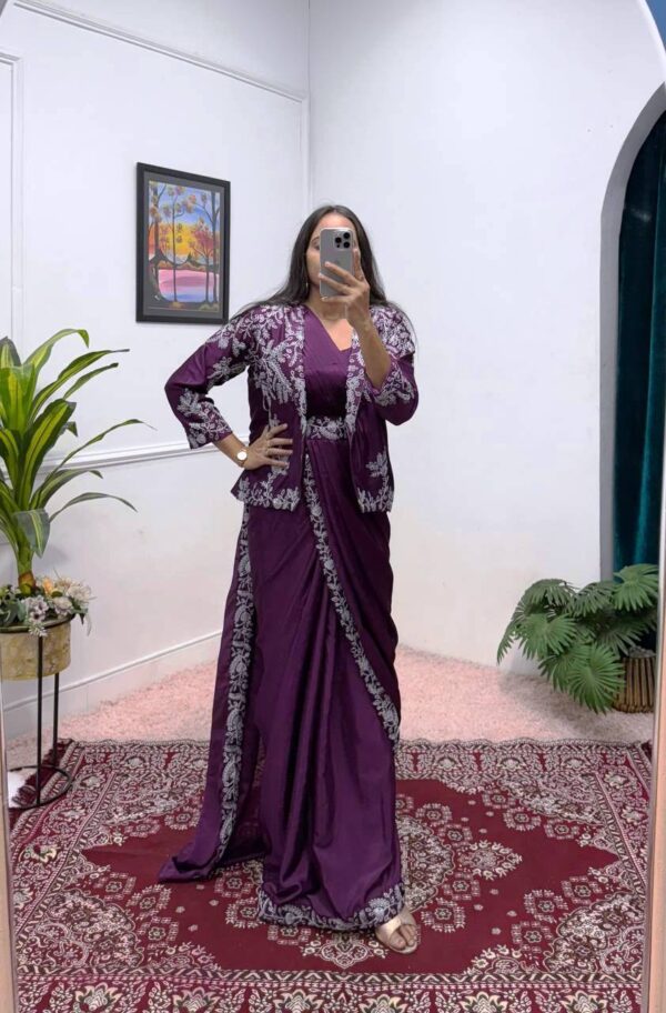 ✨ Royal Radiance Indo-Western Drape Saree Set ✨