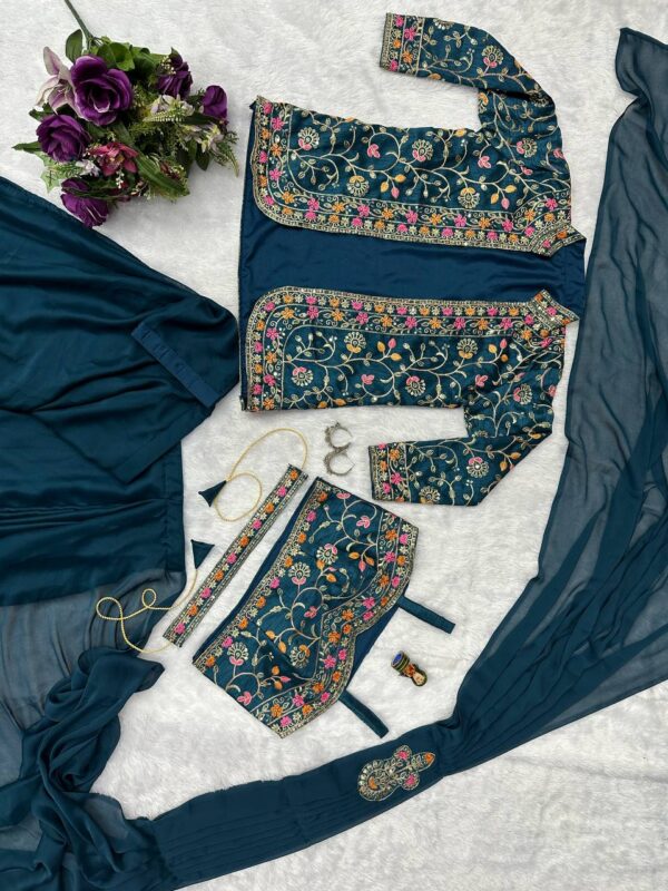 ✨ Zip & Slay! Indo-Western Drape Saree Set with Embroidered Jacket & Belt (6 Stunning Colors) 💃