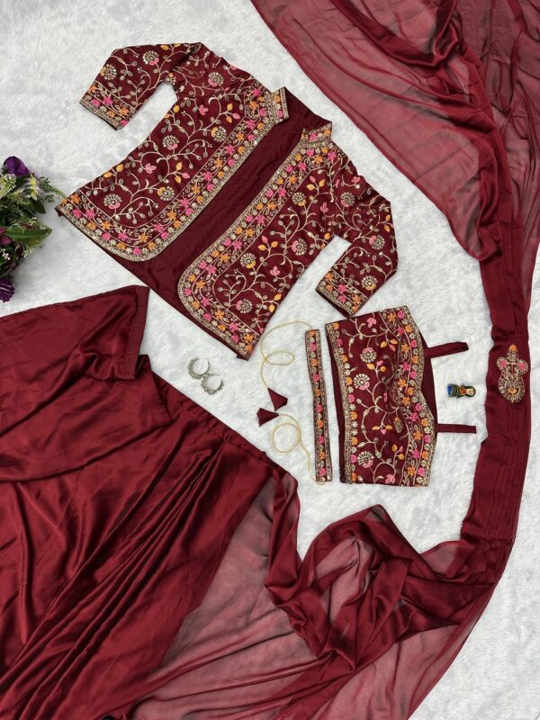 ✨ Zip & Slay! Indo-Western Drape Saree Set with Embroidered Jacket & Belt (6 Stunning Colors) 💃