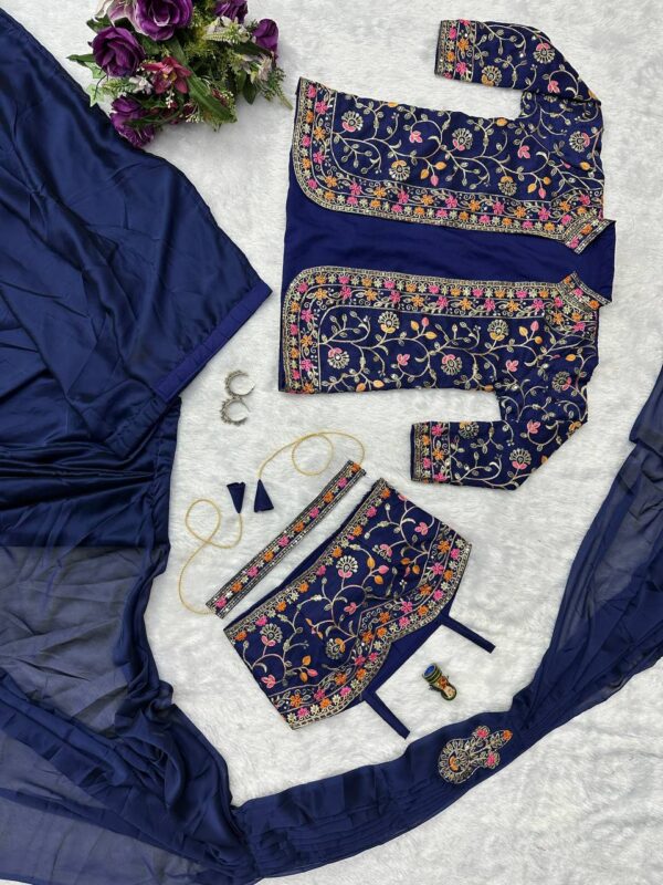 ✨ Zip & Slay! Indo-Western Drape Saree Set with Embroidered Jacket & Belt (6 Stunning Colors) 💃