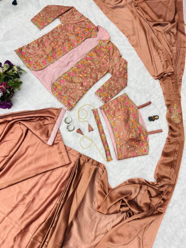 ✨ Zip & Slay! Indo-Western Drape Saree Set with Embroidered Jacket & Belt (6 Stunning Colors) 💃